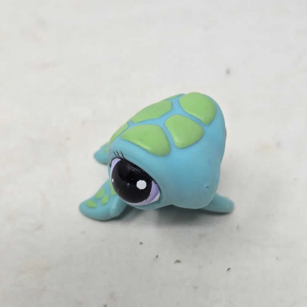 Littlest Pet Shop Turtle Teal Blue Green Shell Purple Eyes‎ Hasbro LPS 1325